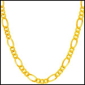 Gold Plated Figaro Chain Necklace Elegant Minimal Classic Men's Jewelry